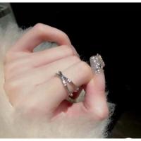 交叉戒指[开口可调节] 珍珠肌理不规则戒指链条小众设计朋克甜酷个性时尚ins冷淡风指环