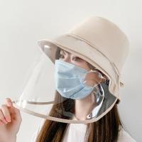 米色 防飞沫渔夫帽 面罩可拆卸 M(56-58cm) 韩国渔夫帽带可拆卸面罩防护帽子防飞沫遮脸隔离女生夏季防晒帽潮