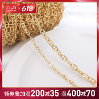 6x3.5mm 小号 1米 保色链条14K包金日字链双孔猪鼻子手工散链diy手链项链首饰品配件