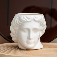 大卫收纳桶(白色) ins复古大卫人头艺术化妆刷收纳筒大容量眉线笔筒桌面梳子收纳盒