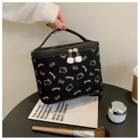 黑色 雾花hellokitty布艺化妆包女便携韩国ins大容量小号洗漱包化妆箱