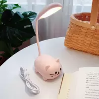 粉色猫咪台灯 按钮开关 学生USB充电小台灯护眼床头灯书桌卡通宿舍卧室少女创意喂奶夜灯