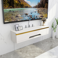 暖白长50*宽20*内高15cm 组装 实木小型壁挂式电视柜墙上路由器收纳盒插座遮挡WiFi机顶盒置物架