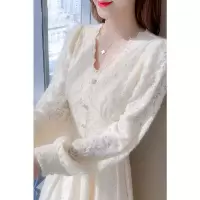 杏色(哺乳款) S 哺乳连衣裙2022年春秋蕾丝长裙洋气收腰时尚辣妈产后外出穿喂奶衣