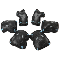 标准款(护具)六件套黑蓝 S(体重30-60斤) 轮滑护具套装滑冰成人儿童女生滑板溜冰鞋防护保护装备自行车护膝