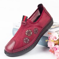 626红色 35 老北京布鞋女网鞋透气网面一脚蹬软底妈妈鞋中老年人夏季奶奶凉鞋