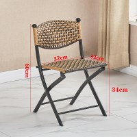 小号藤编折叠椅(整装发货) 零利润 北欧中古折叠椅子休闲藤椅ins风不锈钢餐椅拍摄道具藤编靠背椅子