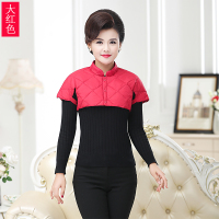 高领大红色 M穿(100-125)斤 羽绒护肩膀保暖睡觉女式月子服护颈椎防寒中老年坎肩男马甲秋冬季