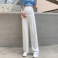 白色 M 孕妇裤子西装阔腿裤夏季薄款外穿休闲冰丝大码直筒裤女孕妇装夏装