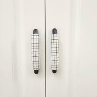 白格子无花(长11*周长5cm)1对 门把手防撞垫保护套儿童安全加厚门把手套柜门抽屉拉手防撞防碰墙