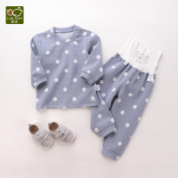 护肚肩开服套装(灰蓝) 73cm 拉比官方旗舰儿童家居服套装男女宝宝睡衣婴儿秋衣秋裤保暖套装