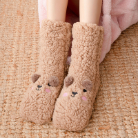 驼色小熊 均码 袜子女韩版中筒袜秋冬季加绒加厚保暖棉袜护具女士可爱冬天长袜潮