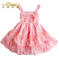 粉色 100cm 童装女童连衣裙儿童背心裙蕾丝礼服花童裙公主裙毛呢女孩家居睡裙
