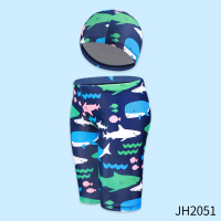 JH2051海底鲨鱼裤帽 JUNMA381284927 儿童泳衣男童分体宝宝小中大童泳装长袖防晒游泳衣男孩泳裤套装备
