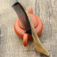 天然绿檀木梳子护理清洁头皮洗漱按摩木头檀香梳密齿可刻字长19CM