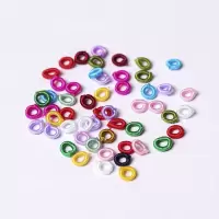 混色线圈80个/份 颜色随机 DIY中国结手链手工饰品配件材料菠萝扣线圈线扣连接圈小号菠萝结