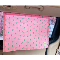 粉色小熊 纯棉 韩国儿童樱桃橄榄郁金香汽车遮光帘侧窗遮阳吸盘窗帘防晒隔热布帘