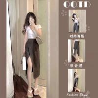 上衣 S 酷盐系穿搭御姐轻熟风炸街薄款T恤休闲时尚开叉半身裙两件夏套装