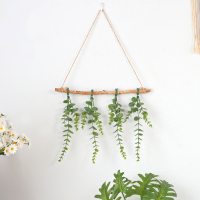 尤加利桦木墙挂 家居房间电视背景墙面挂花装饰品卧室房间布置假花绿植仿真花挂件