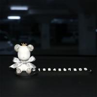 白色蝴蝶结熊 适用奔驰宝马奥迪高档汽车临时停车牌香水镶钻挪车车内电话号码卡