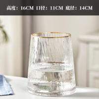 P39-描金T[矮款透明]冷纹 百合富贵观音竹玫瑰干花瓶北欧鲜花玻璃花瓶轻奢摆件客厅插花水养