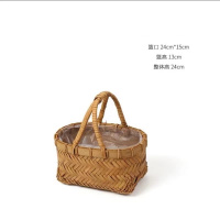 C14 中 东方家 水杉软木片手提花篮组合系列 鲜花提篮绿植摆件收纳C14