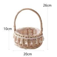 ——3号 中 东方家 柳条编织圆形公主篮 花器干花装饰摆件 收纳多肉绿植