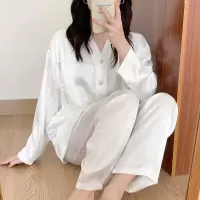 TH-2065#白色 M 夏季薄款冰丝孕妇哺乳睡衣春秋月子服产妇产后宽松透气喂奶衣套装