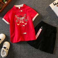 红色 100 儿童汉服夏季中国风男童套装女童古装幼儿园中式唐装国学服演出服
