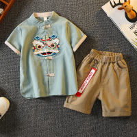 浅绿色 100 儿童汉服夏季中国风男童套装女童古装幼儿园中式唐装国学服演出服