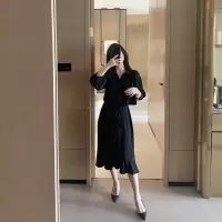 黑色(哺乳版) M 哺乳衣夏季外穿辣妈款宽松显瘦雪纺气质哺乳连衣裙时尚产后喂奶衣