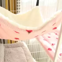 粉色草莓吊床(白绒) S-小型 猫吊床挂窝摇篮可拆洗四季秋千挂式笼子猫用猫窝挂床猫猫吊篮