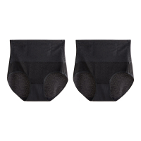 黑色+黑色 M 高腰内裤女士收腹提臀塑身裤强力收小肚子三角裤夏季冰丝无痕短裤