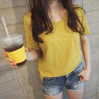 黄色(竹节棉)横拉链 S 哺乳衣外出短袖上衣夏季喂奶衣竹节棉t恤夏装外穿女装时尚辣妈款