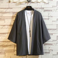 深灰色 M 汉服男士夏季中国风男装唐装道袍冰丝短袖防晒衣外套薄款仙气开衫