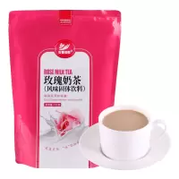 玫瑰奶茶 1000g玫瑰味奶茶粉 袋装速溶三合一粉料 热冲饮品家庭奶茶商用