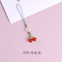 润红玛瑙款 玛瑙樱桃手机挂绳女款可爱挂件挂饰玉石吊坠小挂坠手机链u盘防丢