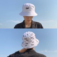 白色(双面刺绣6cm) 均码54-58cm 防晒帽子男士潮夏季双面防风绳渔夫帽男休闲遮脸太阳帽男士遮阳帽