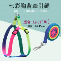 七彩牵引绳 牵引绳+胸背 S(建议3-8斤用) 狗狗链子栓狗用柴犬牵引绳背心式套脖子项圈泰迪柯基胸背带小型犬