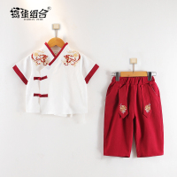 衣服+裤子 90 男童汉服夏装儿童唐装宝宝周岁礼服男生民国风演出服女孩复古古装