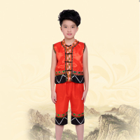 大红色男 110cm 广西三月三儿童少数民族服装男女童演出服苗族壮族56个民族表演服