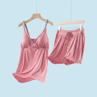 豆沙-莫代尔吊带+短裤 M 哺乳吊带背心短裤孕妇睡衣夏季薄款怀孕期产后月子服套装喂奶家居