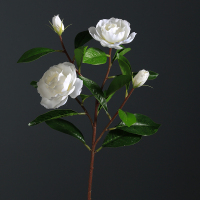 单支白色(整体60cm 杆子35cm) 仿真栀子花假花绢花家居装饰客厅餐桌花瓶插花山茶花婚庆摆设捧花