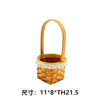 蜜糖色B13 小 东方家 小花篮合集木片可爱迷你花篮居家摆件收纳绿植防水花篮B10