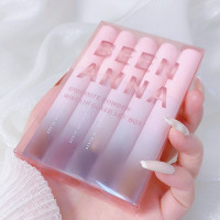粉色少女五只装 彩妆五只装唇釉精致粉色少女唇釉套盒水光保湿滋润玻璃平价学唇彩