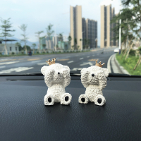 灰+白捂眼熊+黏贴 汽车香水个性小熊创意香薰瓶车载香薰扩香石车内装饰品可爱摆件女