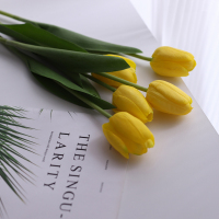 [5枝]黄色 保湿高端郁金香假花仿真花仿生花束高档插花摆件客厅摆设花艺
