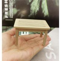 1号茶几(素坯原木色) 7.5*4.8*4.3cm 12分娃娃屋微缩模型摆件木制素坯迷你家具茶几花架小凳子场景道具