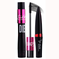 组合套装(睫毛膏+纤维) 蚕丝纤维睫毛膏防水纤长卷翘不晕染加长浓密极细刷头组合两支装