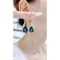 蓝色主图 萱萱饰尚实力商家铜合金素款耳饰蓝色凤凰耳环